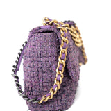 CHANEL Handbag Purple Tweed Quilted 19 Flap Large Mixed Hardware - Redeluxe