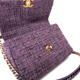 CHANEL Handbag Purple Tweed Quilted 19 Flap Large Mixed Hardware - Redeluxe