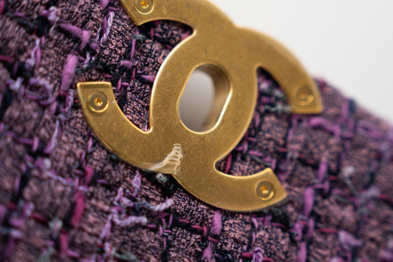 CHANEL Handbag Purple Tweed Quilted 19 Flap Large Mixed Hardware - Redeluxe