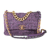 CHANEL Handbag Purple Tweed Quilted 19 Flap Large Mixed Hardware - Redeluxe
