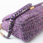 CHANEL Handbag Purple Tweed Quilted 19 Flap Large Mixed Hardware - Redeluxe