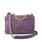 CHANEL Handbag Purple Tweed Quilted 19 Flap Large Mixed Hardware - Redeluxe