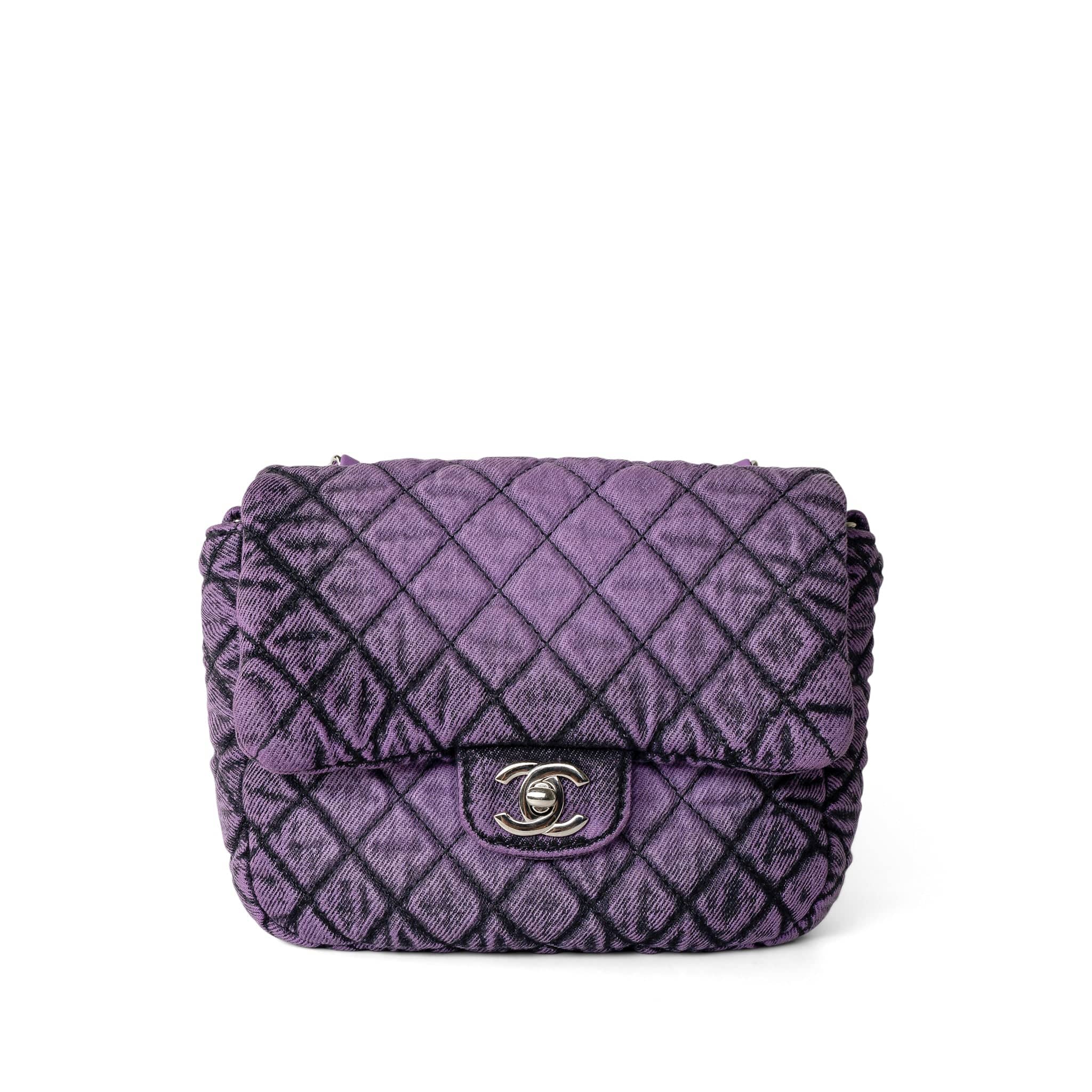 CHANEL Handbag Purple Washed Denim Quilted Small Purple Denimpression Flap Silver Hardware - Redeluxe