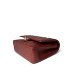 CHANEL Handbag Red 18C Dark Red Glittery Caviar Quilted Classic Flap Aged Gold Hardware - Redeluxe