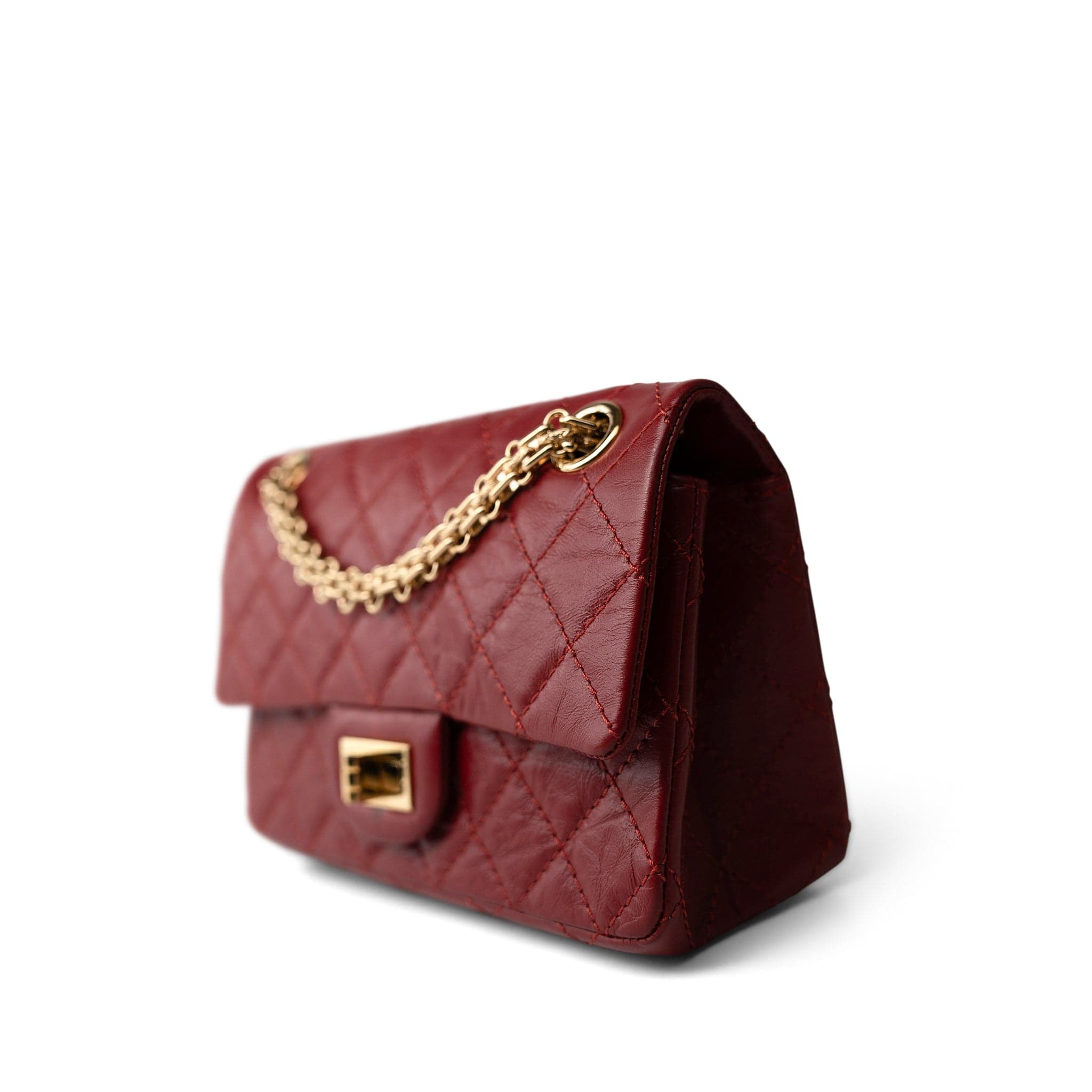 CHANEL Handbag Red 19A Red Aged Calfskin Quilted Mini Reissue Flap - Redeluxe