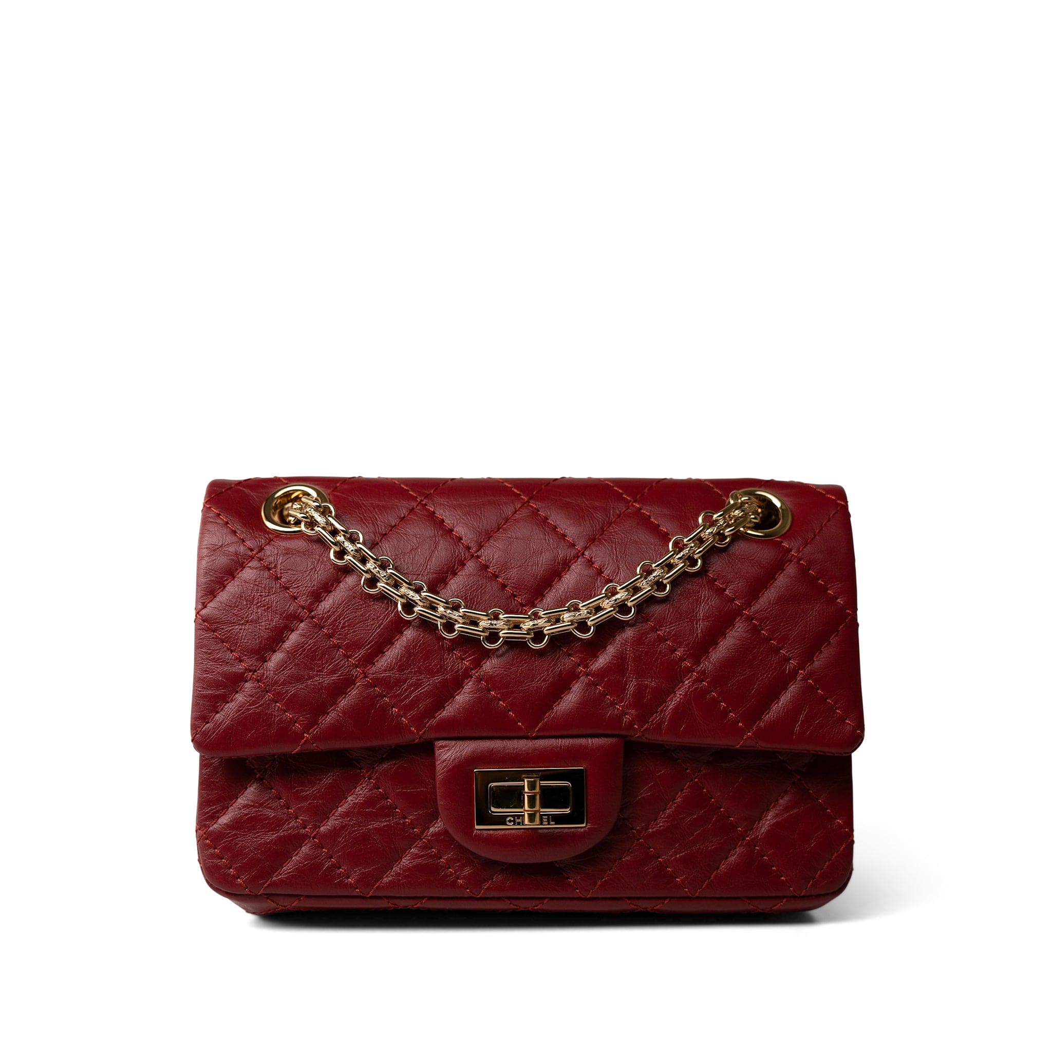 CHANEL Handbag Red 19A Red Aged Calfskin Quilted Mini Reissue Flap - Redeluxe