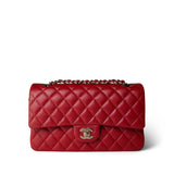 CHANEL Handbag red 21S Iridescent Red Classic Flap Medium Light Gold Hardware - Redeluxe
