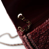 CHANEL Handbag Red Braided Red / Multicolor Tweed Mini Rectangular Flap Aged Gold Hardware - Redeluxe