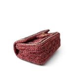 CHANEL Handbag Red Braided Red / Multicolor Tweed Mini Rectangular Flap Aged Gold Hardware - Redeluxe