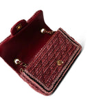 CHANEL Handbag Red Braided Red / Multicolor Tweed Mini Rectangular Flap Aged Gold Hardware - Redeluxe