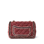 CHANEL Handbag Red Braided Red / Multicolor Tweed Mini Rectangular Flap Aged Gold Hardware - Redeluxe