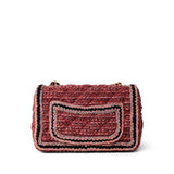 CHANEL Handbag Red Braided Red / Multicolor Tweed Mini Rectangular Flap Aged Gold Hardware - Redeluxe