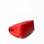 CHANEL Handbag Red Lambskin Quilted Mini Square Flap Silver Hardware - Redeluxe