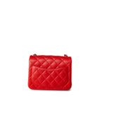 CHANEL Handbag Red Lambskin Quilted Mini Square Flap Silver Hardware - Redeluxe