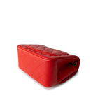 CHANEL Handbag Red Lambskin Quilted Mini Square Flap Silver Hardware - Redeluxe