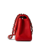 CHANEL Handbag Red Lambskin Quilted Mini Square Flap Silver Hardware - Redeluxe