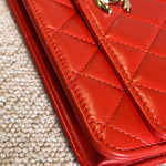 CHANEL Handbag Red Lambskin Quilted Trendy CC Wallet on Chain (WOC) - Redeluxe