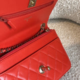 CHANEL Handbag Red Lambskin Quilted Trendy CC Wallet on Chain (WOC) - Redeluxe