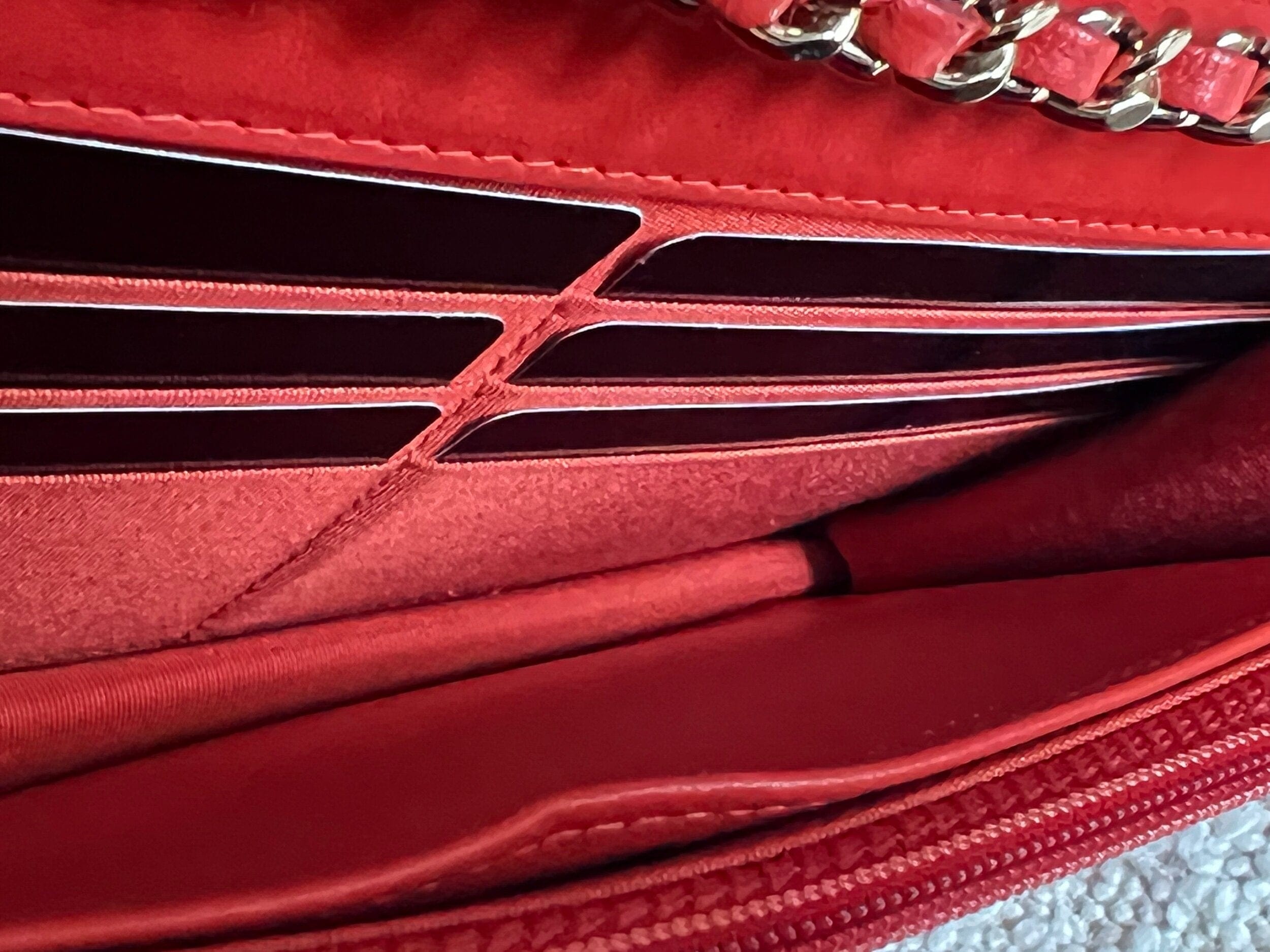 CHANEL Handbag Red Lambskin Quilted Trendy CC Wallet on Chain (WOC) - Redeluxe