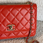 CHANEL Handbag Red Lambskin Quilted Trendy CC Wallet on Chain (WOC) - Redeluxe