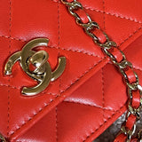 CHANEL Handbag Red Lambskin Quilted Trendy CC Wallet on Chain (WOC) - Redeluxe