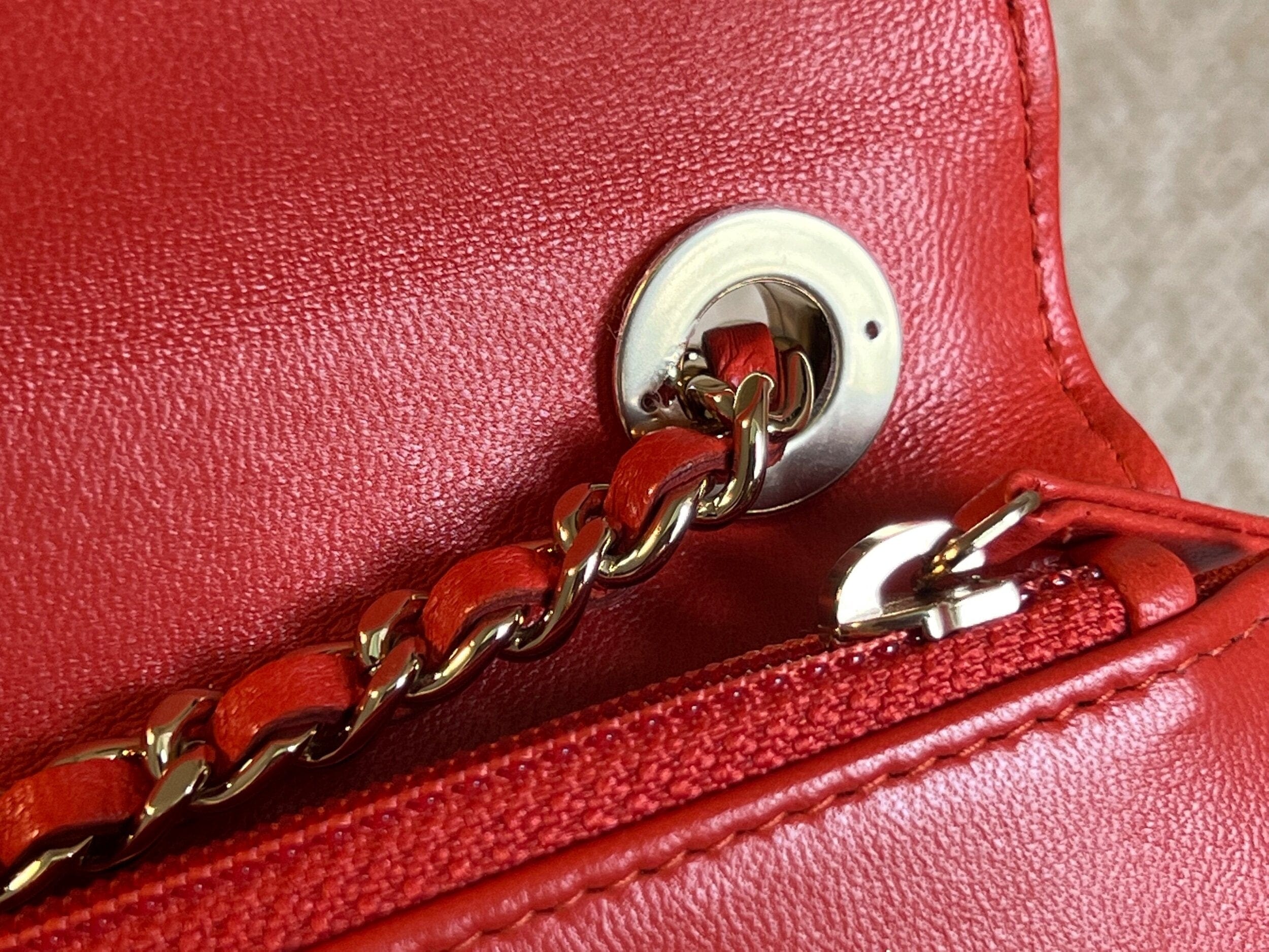 CHANEL Handbag Red Lambskin Quilted Trendy CC Wallet on Chain (WOC) - Redeluxe