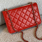 CHANEL Handbag Red Lambskin Quilted Trendy CC Wallet on Chain (WOC) - Redeluxe