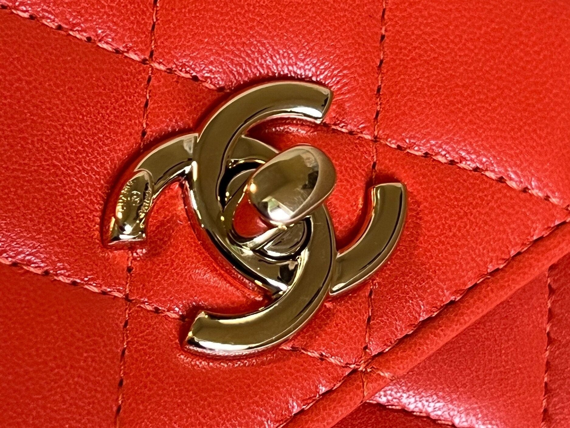CHANEL Handbag Red Lambskin Quilted Trendy CC Wallet on Chain (WOC) - Redeluxe
