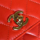 CHANEL Handbag Red Lambskin Quilted Trendy CC Wallet on Chain (WOC) - Redeluxe
