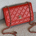 CHANEL Handbag Red Lambskin Quilted Trendy CC Wallet on Chain (WOC) - Redeluxe