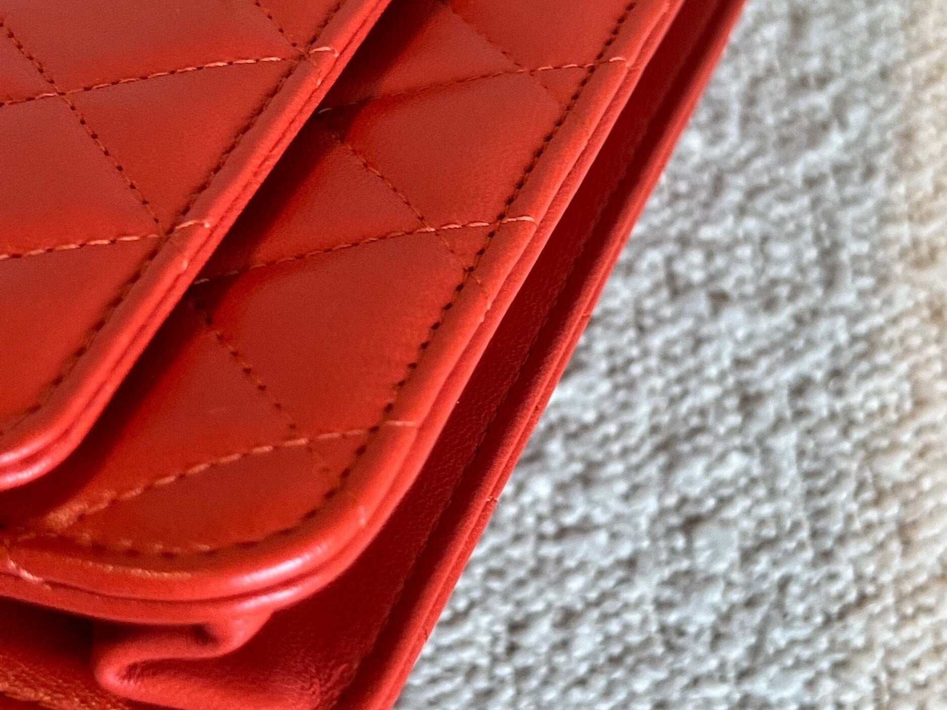 CHANEL Handbag Red Lambskin Quilted Trendy CC Wallet on Chain (WOC) - Redeluxe