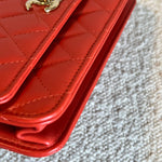 CHANEL Handbag Red Lambskin Quilted Trendy CC Wallet on Chain (WOC) - Redeluxe