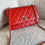 CHANEL Handbag Red Lambskin Quilted Trendy CC Wallet on Chain (WOC) - Redeluxe