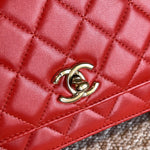 CHANEL Handbag Red Lambskin Quilted Trendy CC Wallet on Chain (WOC) - Redeluxe