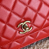 CHANEL Handbag Red Lambskin Quilted Trendy CC Wallet on Chain (WOC) - Redeluxe