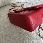 CHANEL Handbag Red Mini Rectangular Lambskin Quilted LGHW - Redeluxe