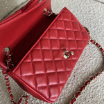 CHANEL Handbag Red Mini Rectangular Lambskin Quilted LGHW - Redeluxe