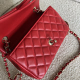 CHANEL Handbag Red Mini Rectangular Lambskin Quilted LGHW - Redeluxe