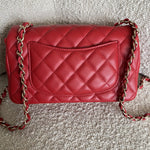 CHANEL Handbag Red Mini Rectangular Lambskin Quilted LGHW - Redeluxe