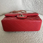 CHANEL Handbag Red Mini Rectangular Lambskin Quilted LGHW - Redeluxe