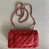 CHANEL Handbag Red Mini Rectangular Lambskin Quilted LGHW - Redeluxe