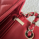 CHANEL Handbag Red Mini Rectangular Lambskin Quilted LGHW - Redeluxe