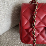 CHANEL Handbag Red Mini Rectangular Lambskin Quilted LGHW - Redeluxe