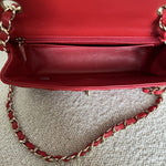 CHANEL Handbag Red Mini Rectangular Lambskin Quilted LGHW - Redeluxe