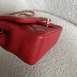 CHANEL Handbag Red Mini Rectangular Lambskin Quilted LGHW - Redeluxe