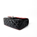 CHANEL Handbag Red Red | Black Patent Quilted Mini rectangular Single Flap Silver Hardware - Redeluxe