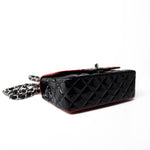 CHANEL Handbag Red Red | Black Patent Quilted Mini rectangular Single Flap Silver Hardware - Redeluxe