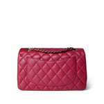 CHANEL Handbag Red Red Caviar Quilted Classic Flap Small Light Gold Hardware - Redeluxe