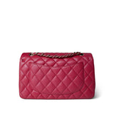 CHANEL Handbag Red Red Caviar Quilted Classic Flap Small Light Gold Hardware - Redeluxe