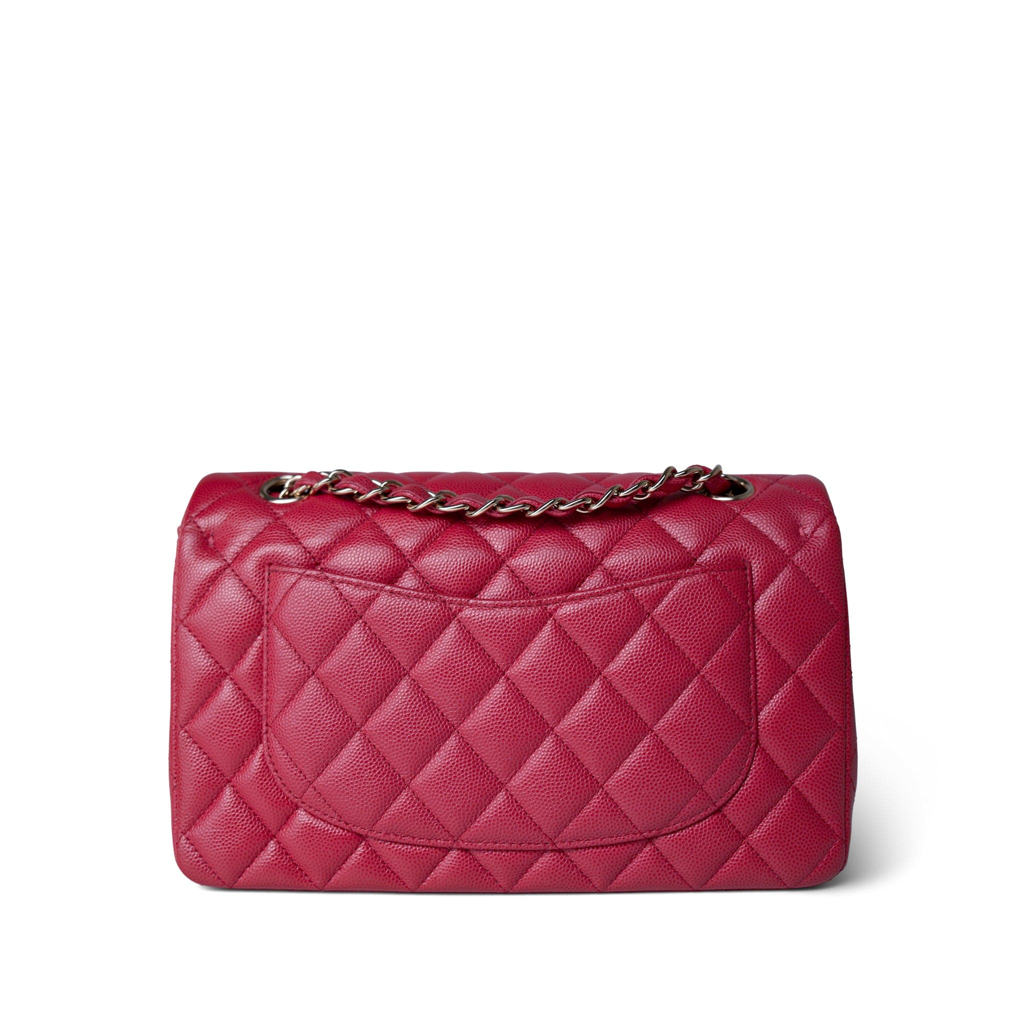 CHANEL Handbag Red Red Caviar Quilted Classic Flap Small Light Gold Hardware - Redeluxe